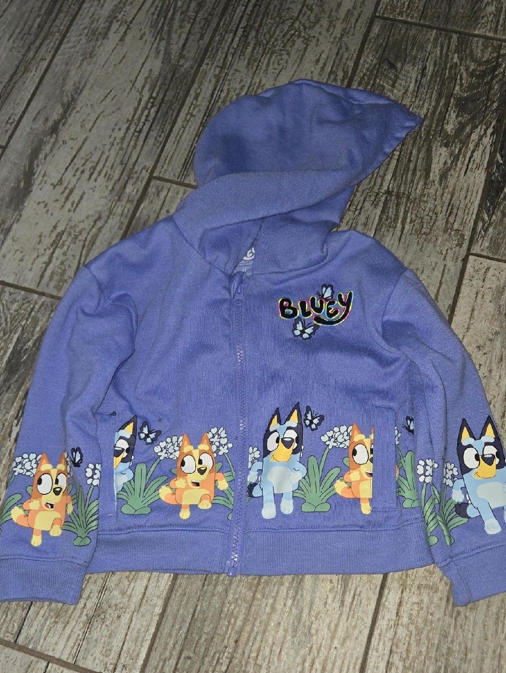 Bluey Purple Kids Hooded Zip-Up Sweatshirt